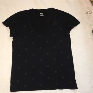PINK Victoria’s Secret Black V Neck with Logo Print